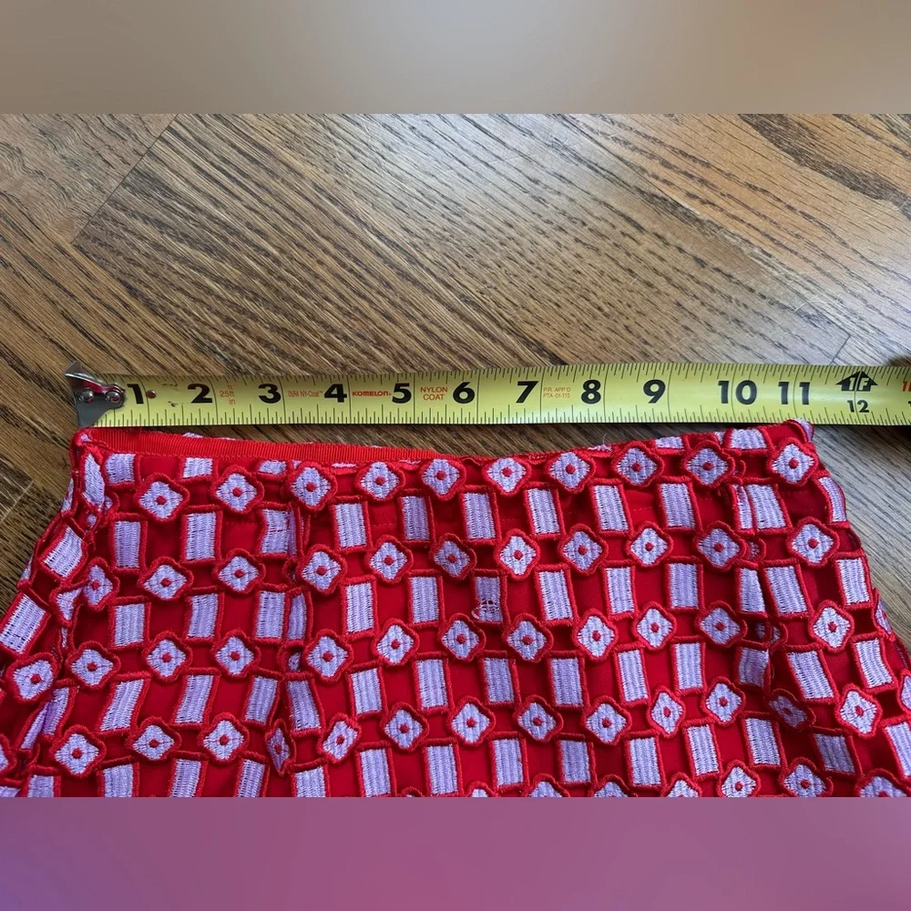 Sandro Paris Red Embroidered Lace Mini Skirt Size 0 EU 34 Luxury Statement - Picture 9 of 13